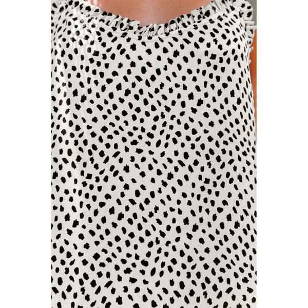 White Bohemian Polka Dot Printed High Low Ruffle Maxi Dress