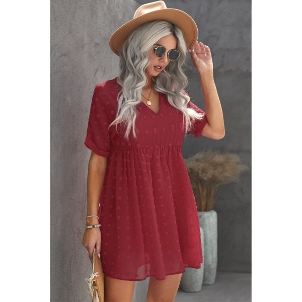 Red Fever Pitch Pom Babydoll Tunic Dress