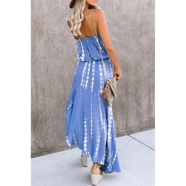 Marine Strapless Tie Dye Asymmetrical Dress