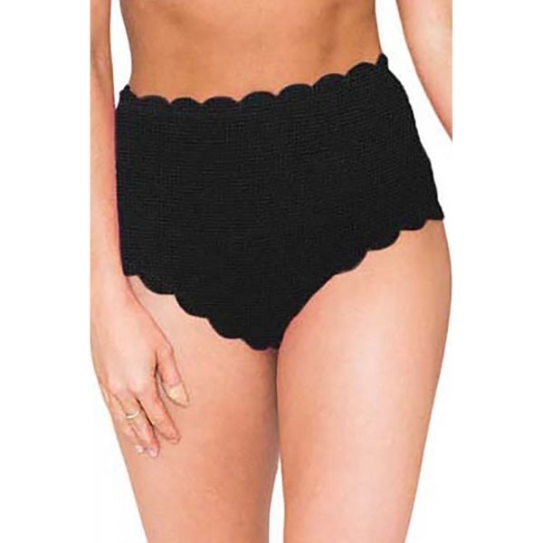 Black Scalloped Edge High Waist Bikini Panty