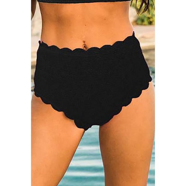 Black Scalloped Edge High Waist Bikini Panty