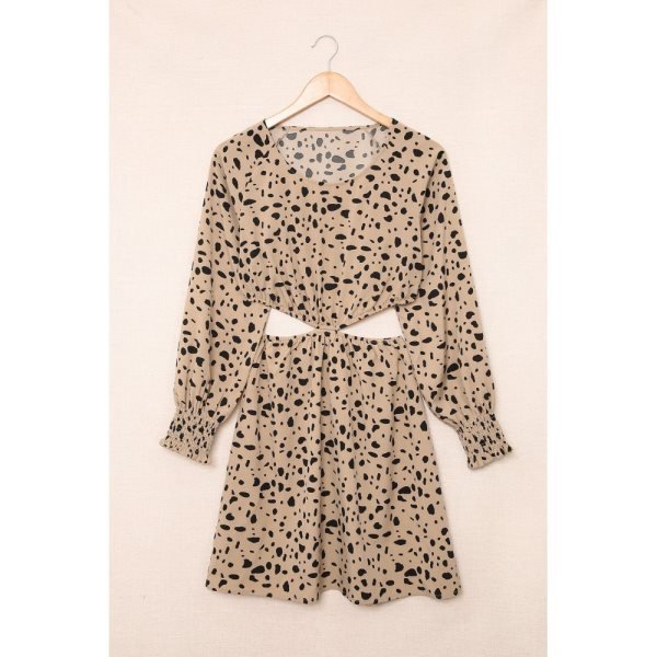 Leopard Print Cut-out Puff Sleeve Mini Dress