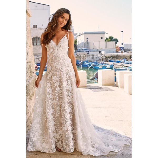 White 3D Lace Motifs Ceremony Maxi Dress