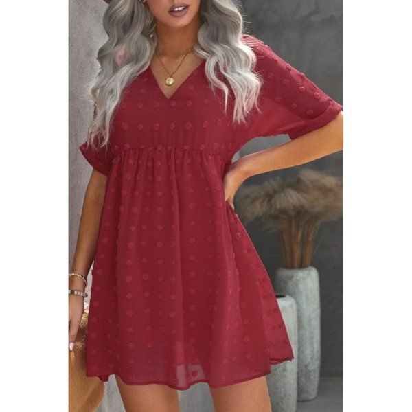 Red Fever Pitch Pom Babydoll Tunic Dress