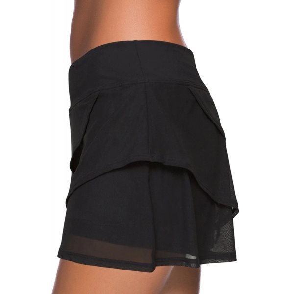 Black Tiered Swim Culotte